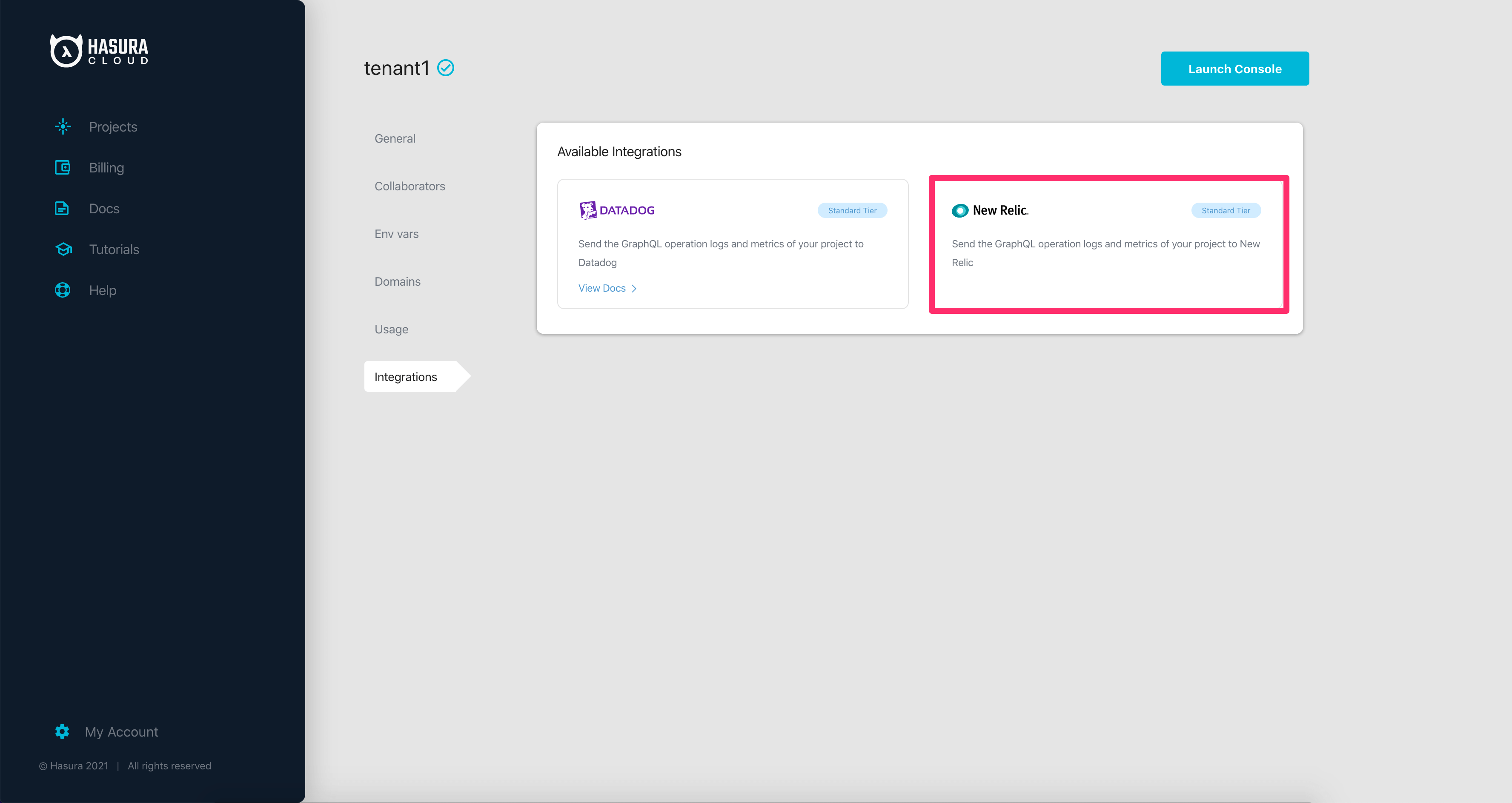 Monitoring overview page
